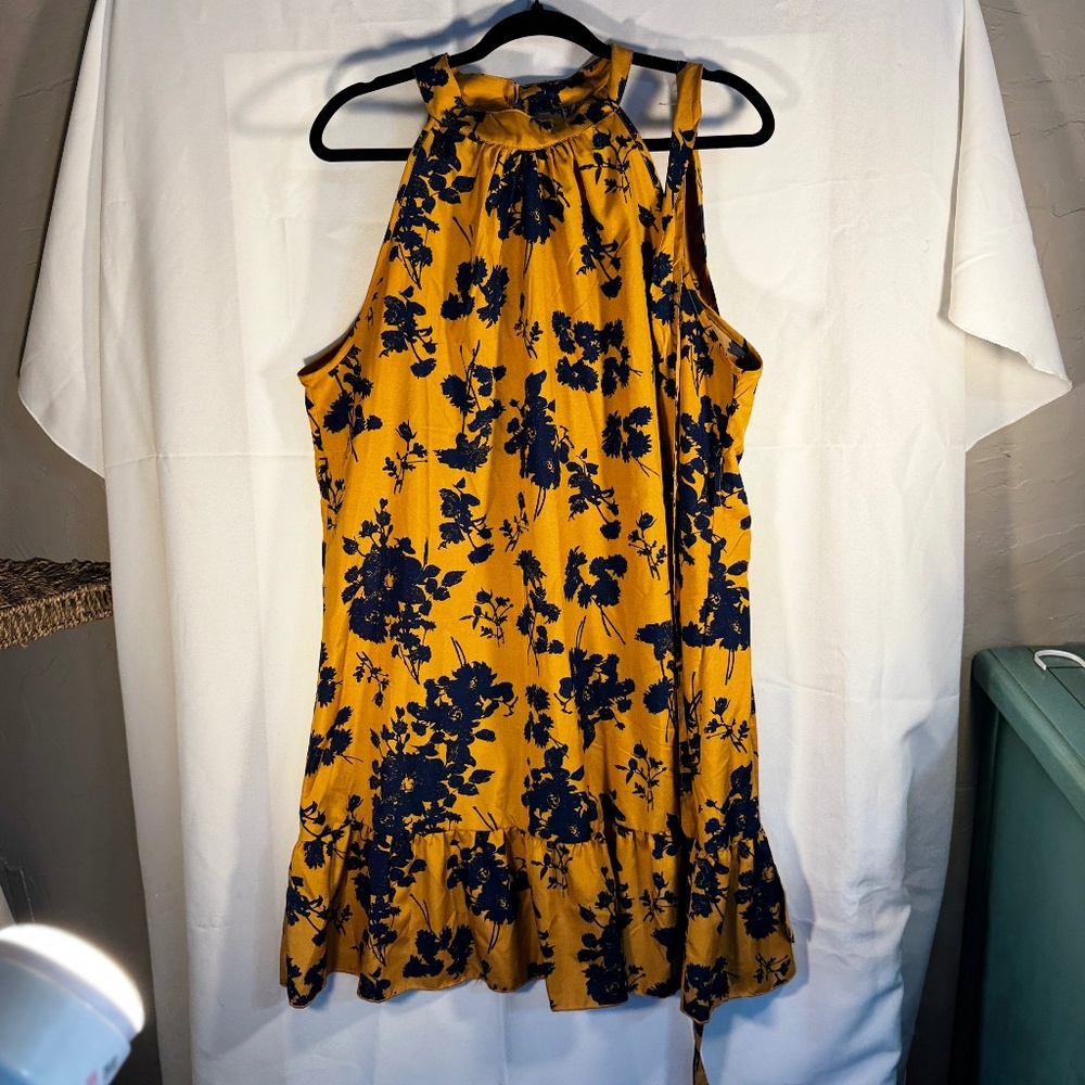 Shein Yellow/Gold & Navy Blue Dress — 1XL